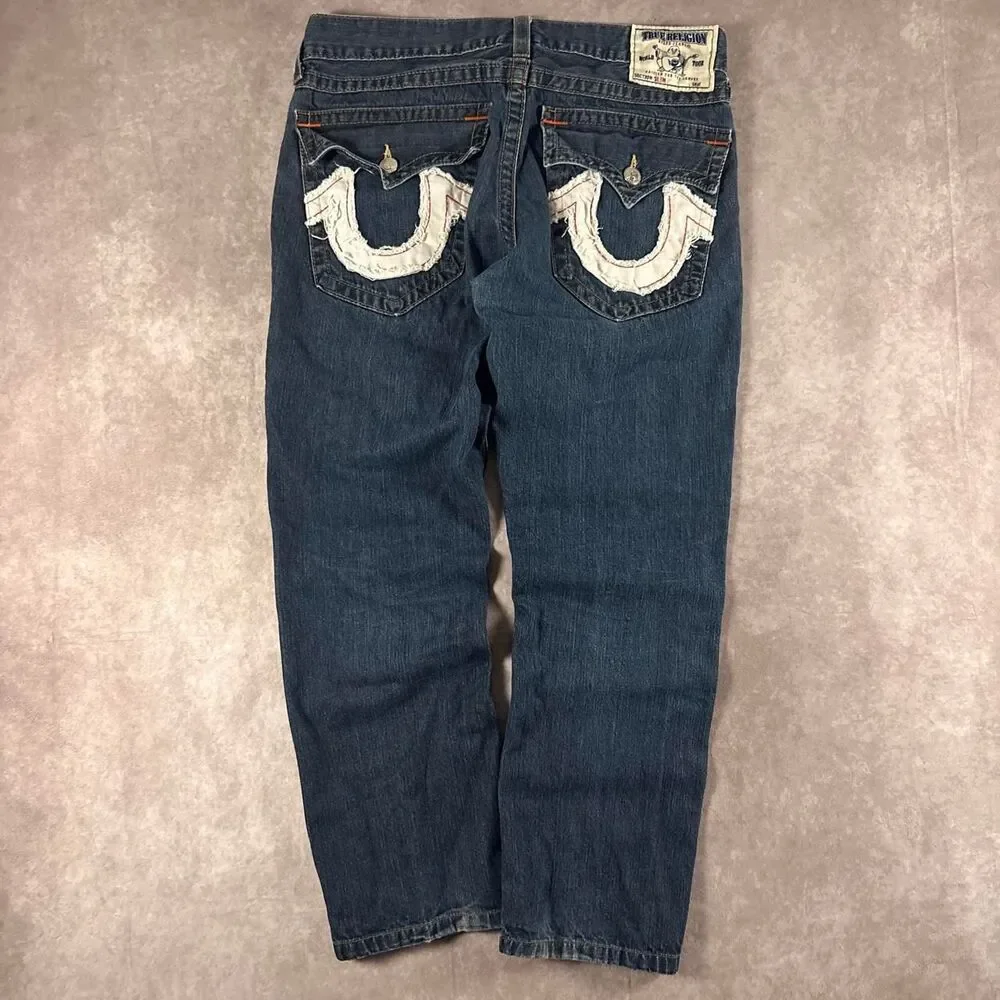 true religion ricky stitched logos slim fit jeans